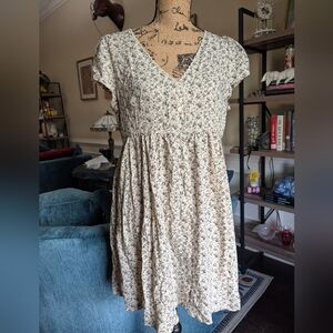 Denim & Supply Ralph Lauren Cream and Black Floral Midi Dress